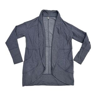 Eddie Bauer Blue Camp Fleece Wrap Open Front Cardigan